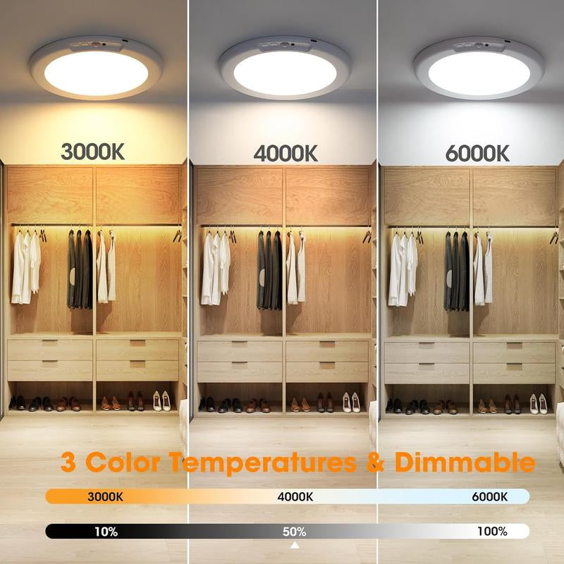 Rechargeable Motion Sensor Ceiling Light with Remote - Magnetic Wireless Ceiling Light Battery Powered for Closet Shower Stairs Shed Hallway Porch Patio Ect